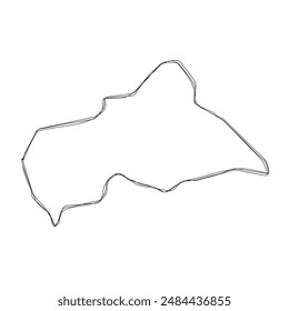 Central African Republic country simplified map.Thin triple pencil sketch outline isolated on white background. Simple vector icon