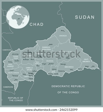 Central African Republic - detailed map with administrative divisions country. Vector illustration