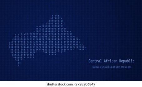 República Centroafricana Mapa digital formado con unos y ceros para el diseño de visualización de datos