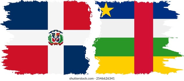 Central African Republic and Dominican Republic grunge flags connection, vector