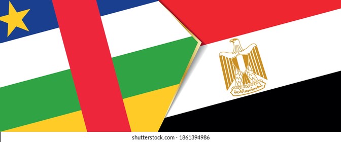 Die Flaggen der Zentralafrikanischen Republik und Ägyptens, zwei Vektorflaggen Symbol für Beziehung oder Konfrontation.