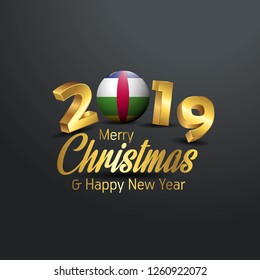 Central African Republic Flag 2019 Merry Christmas Typography. New Year Abstract Celebration background