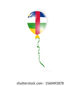 Central African Republic flag balloon with ribbon isolated on white background. Template for poster, banner, flyer, invitation, brochure, card, cover vector illustration
