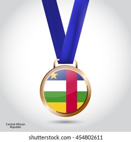 Central African Republic Flag in Bronze Medal. Olympic Game Bronze Medal. Vector Illustration