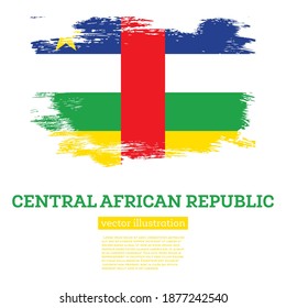 Central African Republic Flag with Brush Strokes. Vector Illustration. Independence Day.