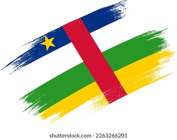Central African Republic flag with brush paint textured isolated  on png or transparent background