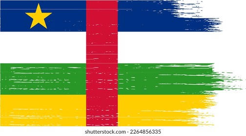 Central African Republic flag with brush paint textured isolated  on png or transparent background