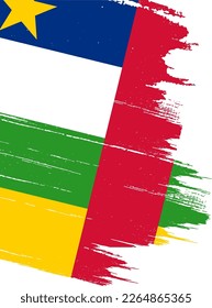 Central African Republic flag with brush paint textured isolated  on png or transparent background