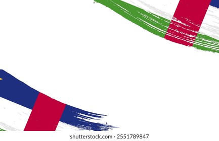 Bandeira República Centro-Africana com efeito de pincel Traço, pincel Grunge traço. Design de bandeira de pintura aquarela.
