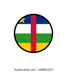 Bandera de la República Centroafricana en círculo Sobre un fondo blanco