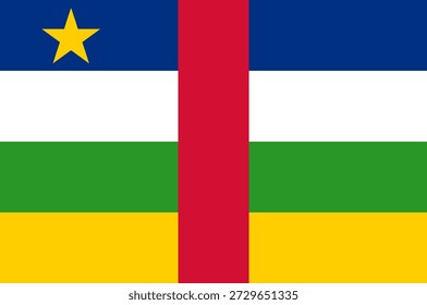 Central African Republic flag displayed with colors representing unity and heritage