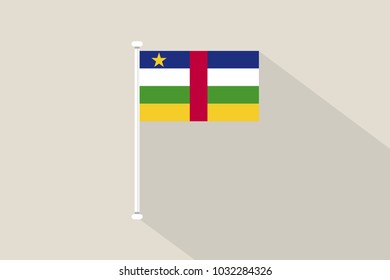 Central African Republic Flag with flagpole,vector illustration