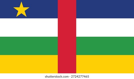 Bandera de la República Centroafricana. Banderas. Día de la independencia. Rayas. África. 1 de diciembre. Vector. Estrella.