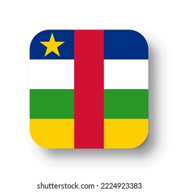 Central African Republic flag - flat vector square with rounded corners and dropped shadow.