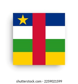 Central African Republic flag - flat vector square with sharp corners and dropped shadow.