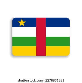 Central African Republic flag - flat vector rectangle with rounded corners and dropped shadow.