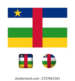 Colección de iconos planos de la bandera de la República Centroafricana