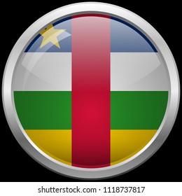 Central African Republic flag glass button vector illustration