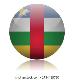 Central African Republic flag glass button vector illustration