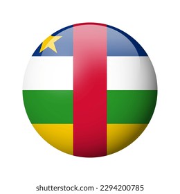 Central African Republic flag - glossy circle badge. Vector icon.