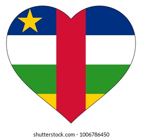 central african republic flag in heart vector illustration sign. Flag of central african republic in the shape of Heart with contrasting contour, symbol of love for his country or valentine day, 