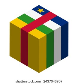 Central African Republic flag - isometric 3D cube isolated on white background. Vector object.