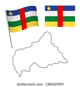 Central African Republic flag and map. Patriotic background. National flag of Central African Republic vector illustration