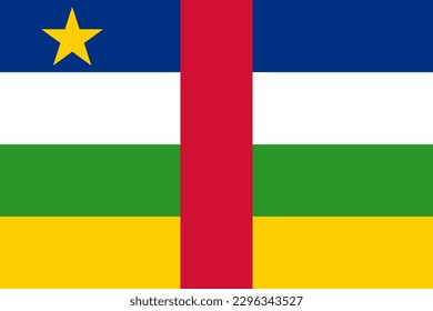 Central African Republic flag, official colors and proportion. Vector illustration.