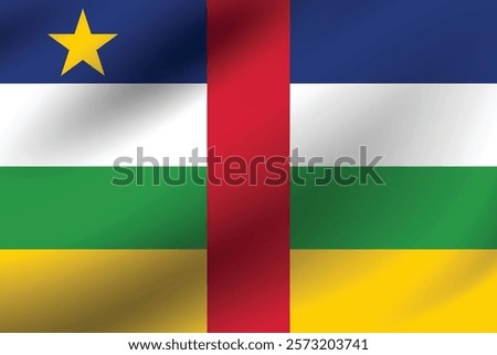 Central African Republic flag official colors and proportion digital vector illustration. Pleated flag.