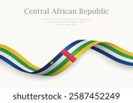 Central African Republic flag on Waving ribbon. Template for independence day