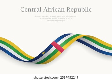 Central African Republic flag on Waving ribbon. Template for independence day