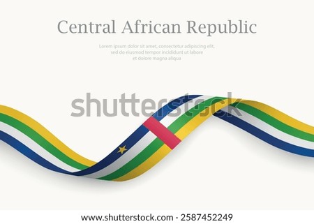 Central African Republic flag on Waving ribbon. Template for independence day