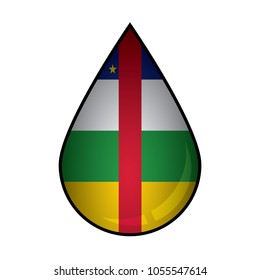 The Central African Republic flag painted on 3D water drop