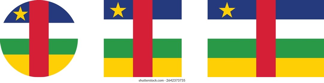 
Central African Republic flag PNG vector. Central African Republic square and round icon isolated on transparent PNG background. Central African Republic flag icon.

