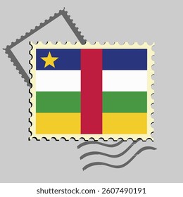 Central African Republic flag postage stamp. Isolated vector illustration on grey post stamp background