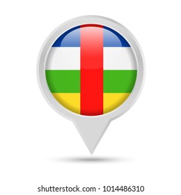 Central African Republic Flag Round Pin Vector Icon - Illustration
