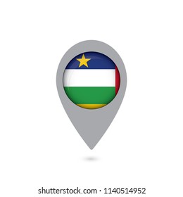 Central African Republic Flag Round Pin Icon. Vector icon.