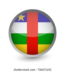 Central African Republic Flag Round Glossy Icon. Vector illustration.