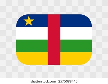 Central African Republic flag - rounded rectangle colorful flag representing a country cultural identity and heritage. The essence of national pride and unity. Vector flag on transparent background.