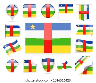 Central African Republic Flag Set - Vector Illustration