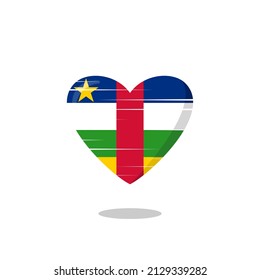La bandera de la República Centroafricana forma de ilustración de amor. Icono de amor de bandera flotante. Concepto de nacionalidad.