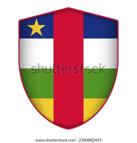 Central African Republic flag in shield shape. Vector illustration.