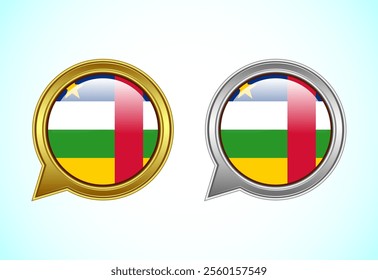 Central African Republic flag speech bubble. Speaking flag icon in gold and silver color