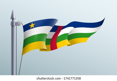 Central African Republic flag state symbol isolated on background national banner. Greeting card National Independence Day Central African Republic. Illustration banner realistic state flag of CAR.