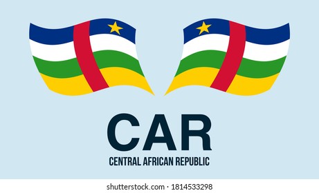 Staatssymbol der Zentralafrikanischen Republik einzeln auf nationalem Hintergrund. Grußkarte Nationaler Unabhängigkeitstag Zentralafrikanische Republik. Illustration Banner realistische Staatsflagge der CAR.