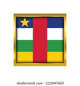 Central African Republic Flag Vector Square Icon - Illustration, Flag of Central African Republic. Abstract concept, icon,golden square, button. Raster illustration on white background.