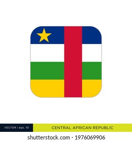 Central African Republic Flag Vector Stock Illustration Design Template. Rounded Square Shape.