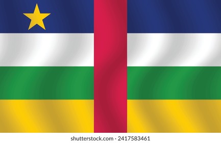 Diseño de iconos vectores de bandera de la República Centroafricana. Diseño de la bandera nacional de la República Centroafricana. Bandera onduladora de la República Centroafricana.
