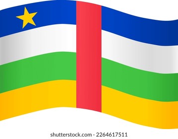 Central African Republic flag wave isolated on png or transparent background