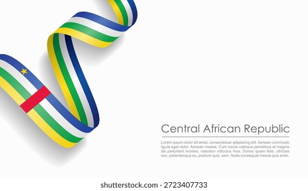 Bandeira da República Centro-Africana fita ondulada, simbolizando o orgulho nacional, ideal para temas de design patriótico ou cultural. Ilustração vetorial.